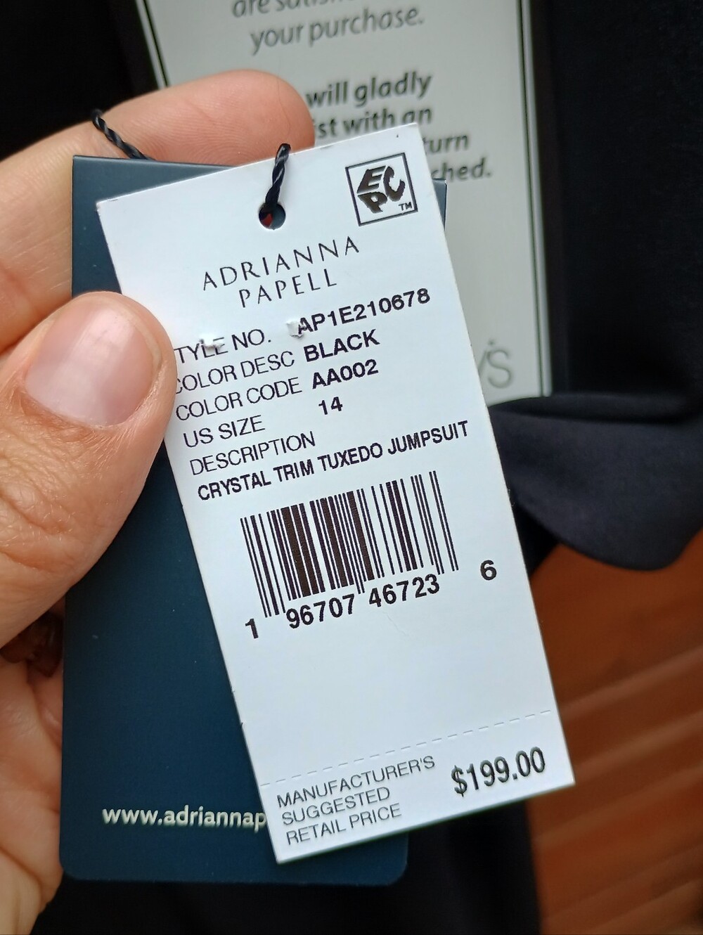 Adrianna Papell Women's Black Crystal Embellished Tuxedo Jumpsuit Size 14 - Picture 6 of 13